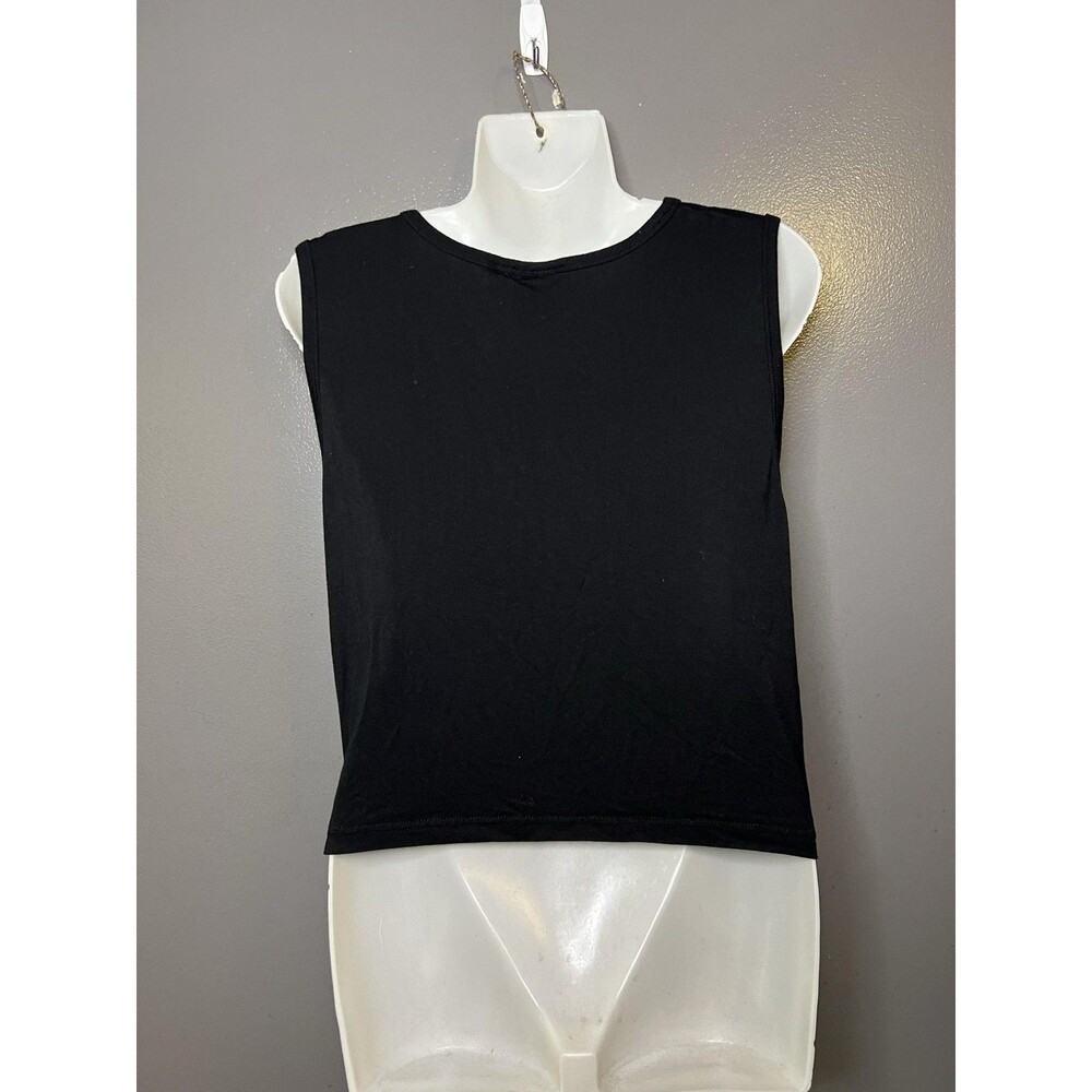Good American Tank Top Womens 4 Black Twist Front Sleeveless Jersey Crop - Picture 5 of 11